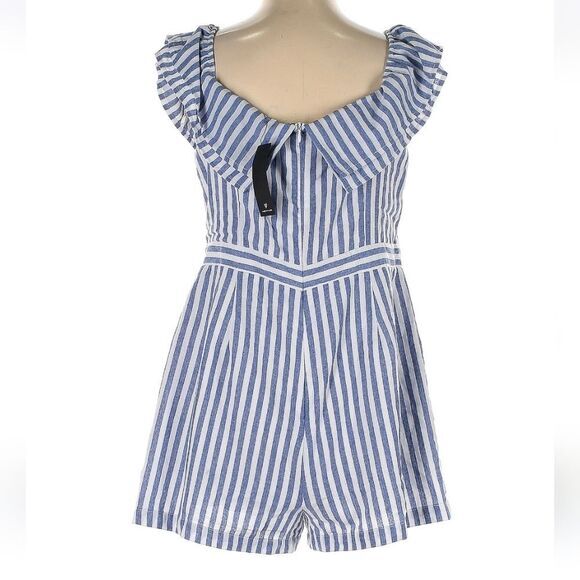 Lulus NWT Nautical You Mine Blue Striped Off-the-Shoulder Romper Women's size XL - Picture 4 of 7